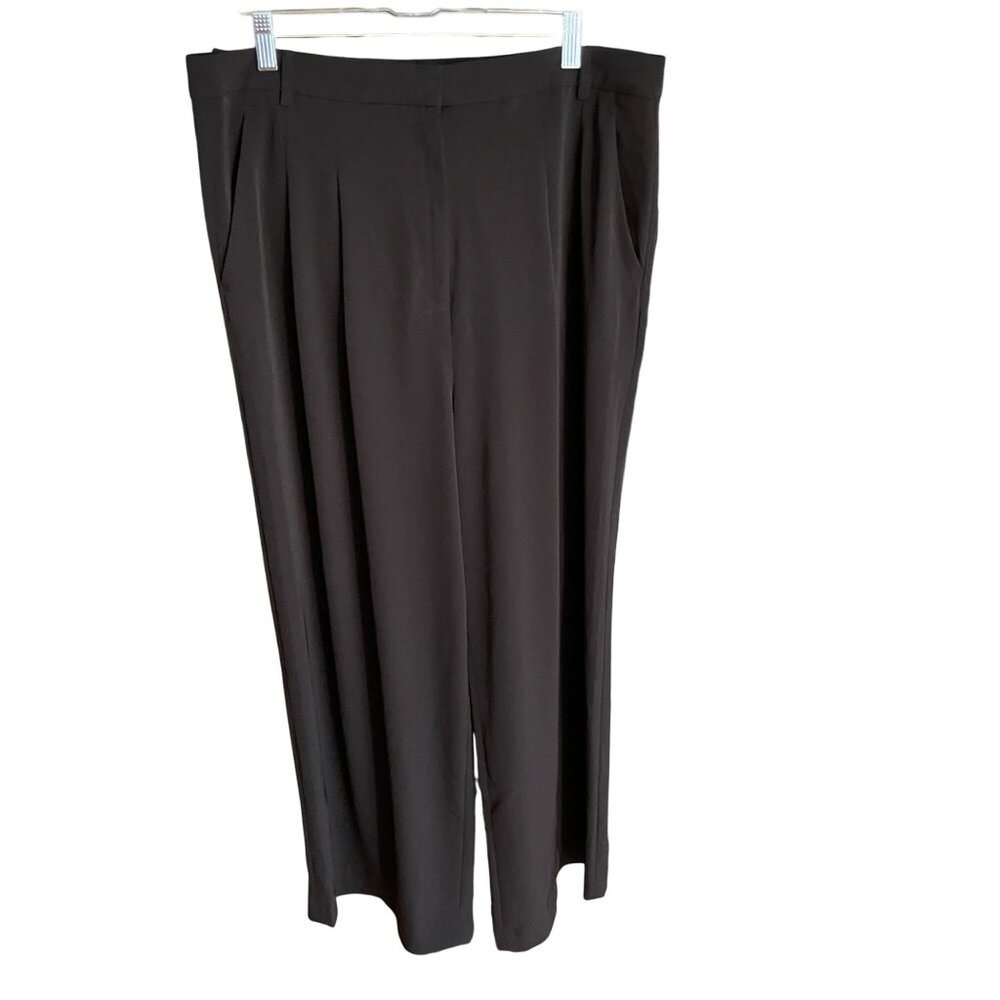 H&M Black Pleated Trousers Womens Size 14 Polyester Blend